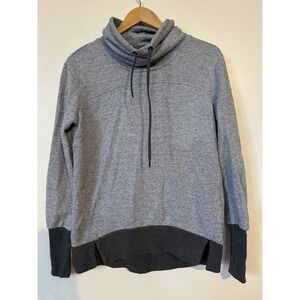 Cowl Neck Heathered Gray Pullover Sweater with Black Trim Size Small Te Verde